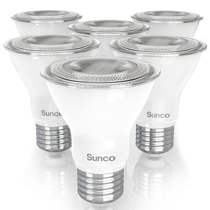Sunco 6-Pack PAR20 LED Bulbs – Dimmable, Wet Rated, 3000K Warm White, E26
