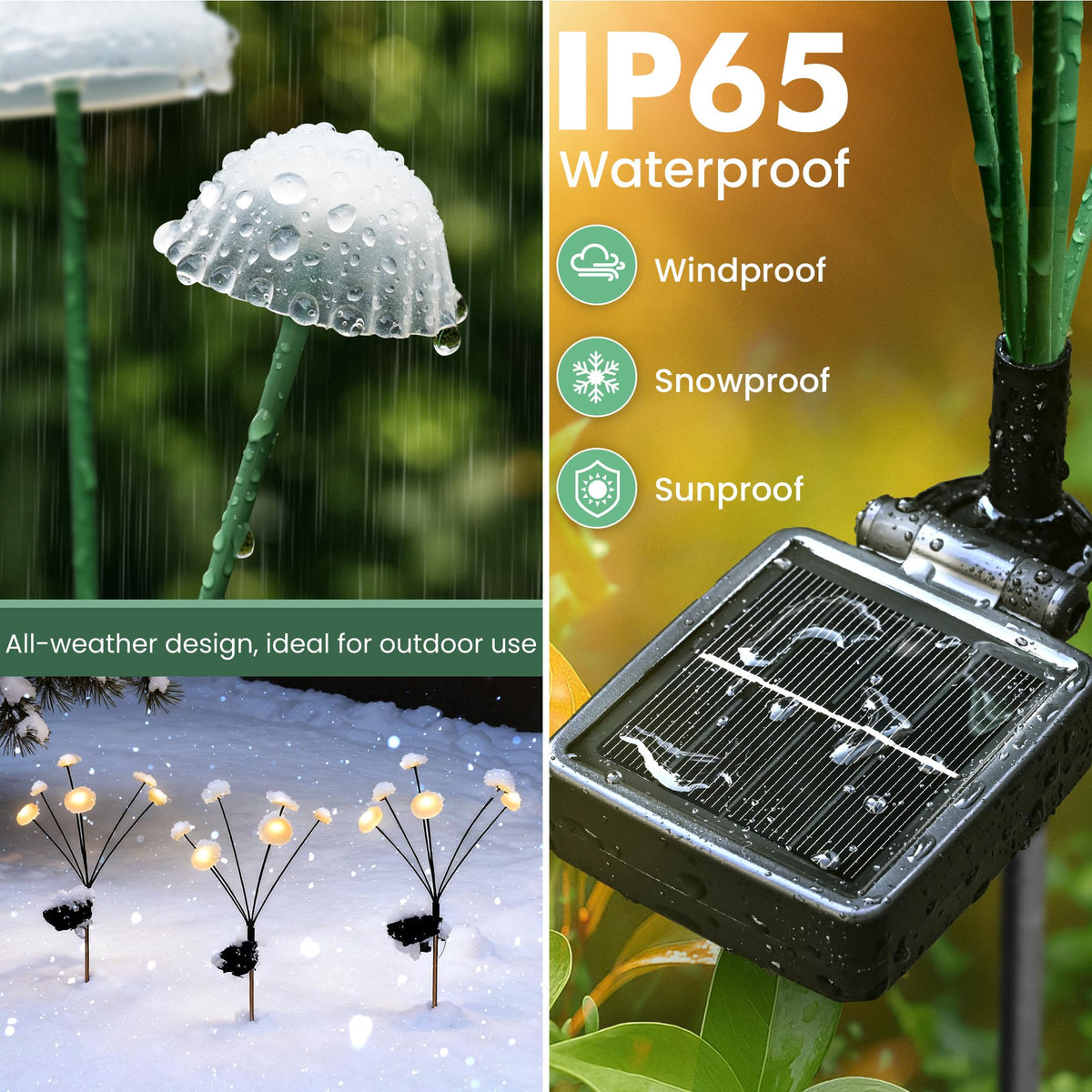 Sunket Solar Garden Lights 2-Pack – Warm White Mushroom Path Lights