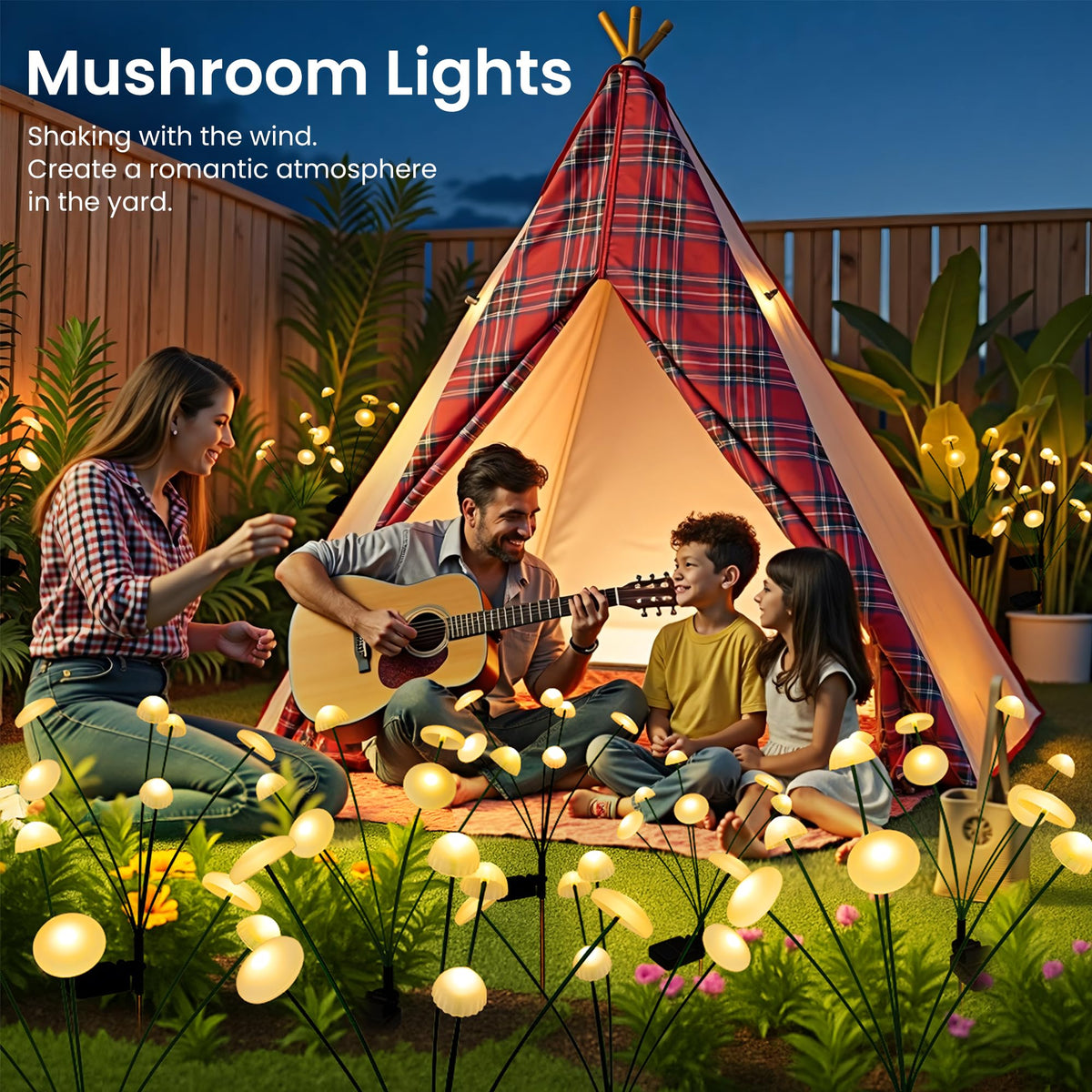Sunket Solar Garden Lights 2-Pack – Warm White Mushroom Path Lights