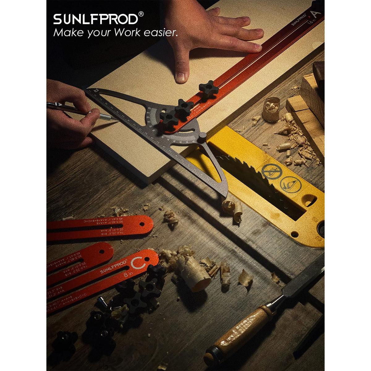 SUNLFPROD Stair Tread Template Tool – Dual Nut Locking Jig, Modular Stair Measuring Tool
