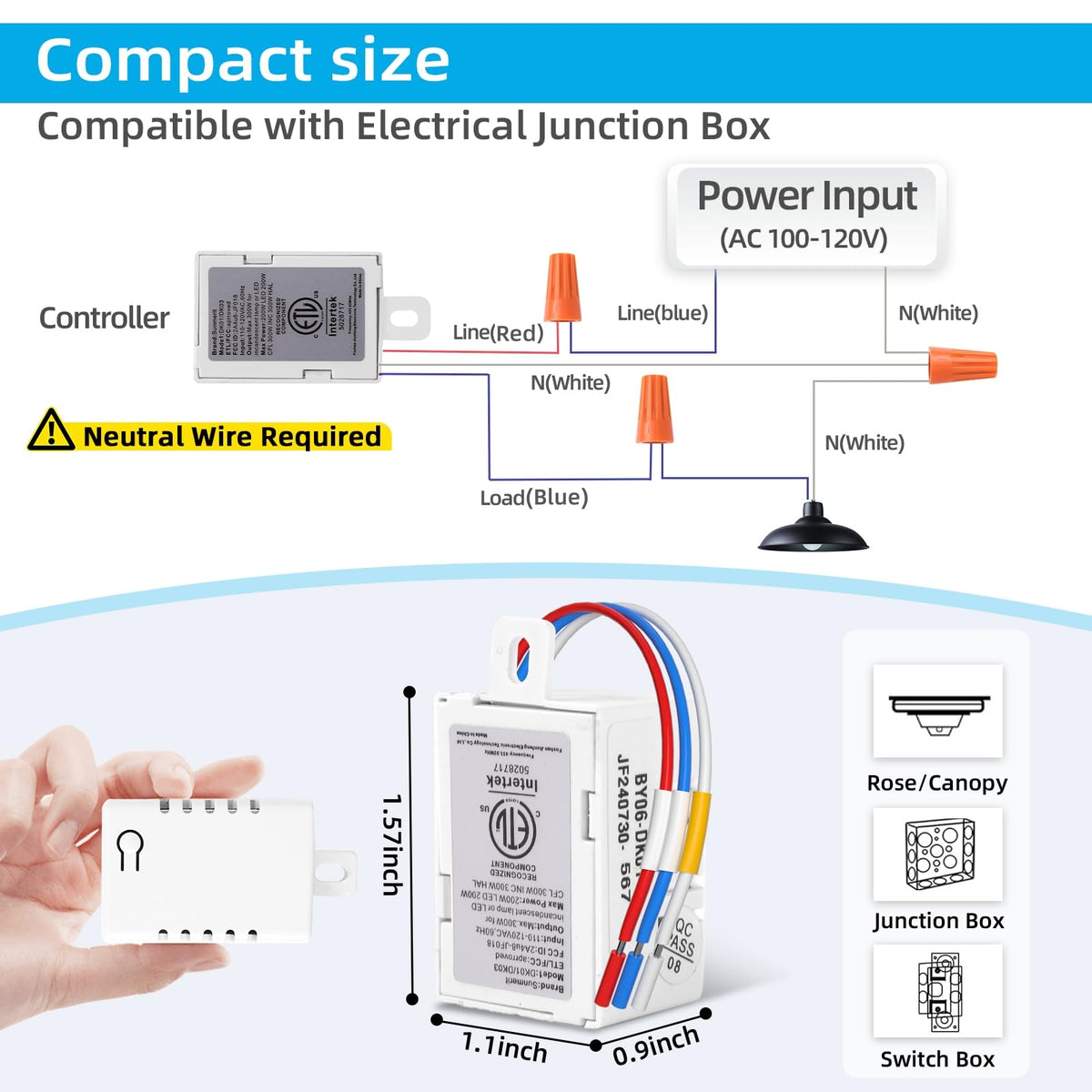 Sunmerit Wireless Dimmer Kit - 2 Remotes, 1 Receiver, Alexa Ready