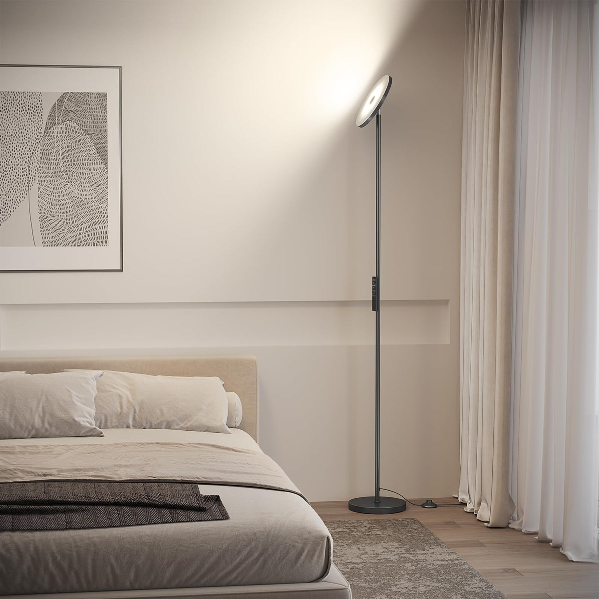 SUNMORY Smart RGB Floor Lamp — App & Remote Dimmable 32W Torchiere for Living Room