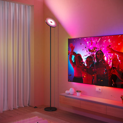 SUNMORY Smart RGB Floor Lamp — App & Remote Dimmable 32W Torchiere for Living Room