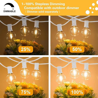 SUNTHIN Outdoor White String Lights – 27ft, 14 G40 Shatterproof LED Bulbs (1 Spare)