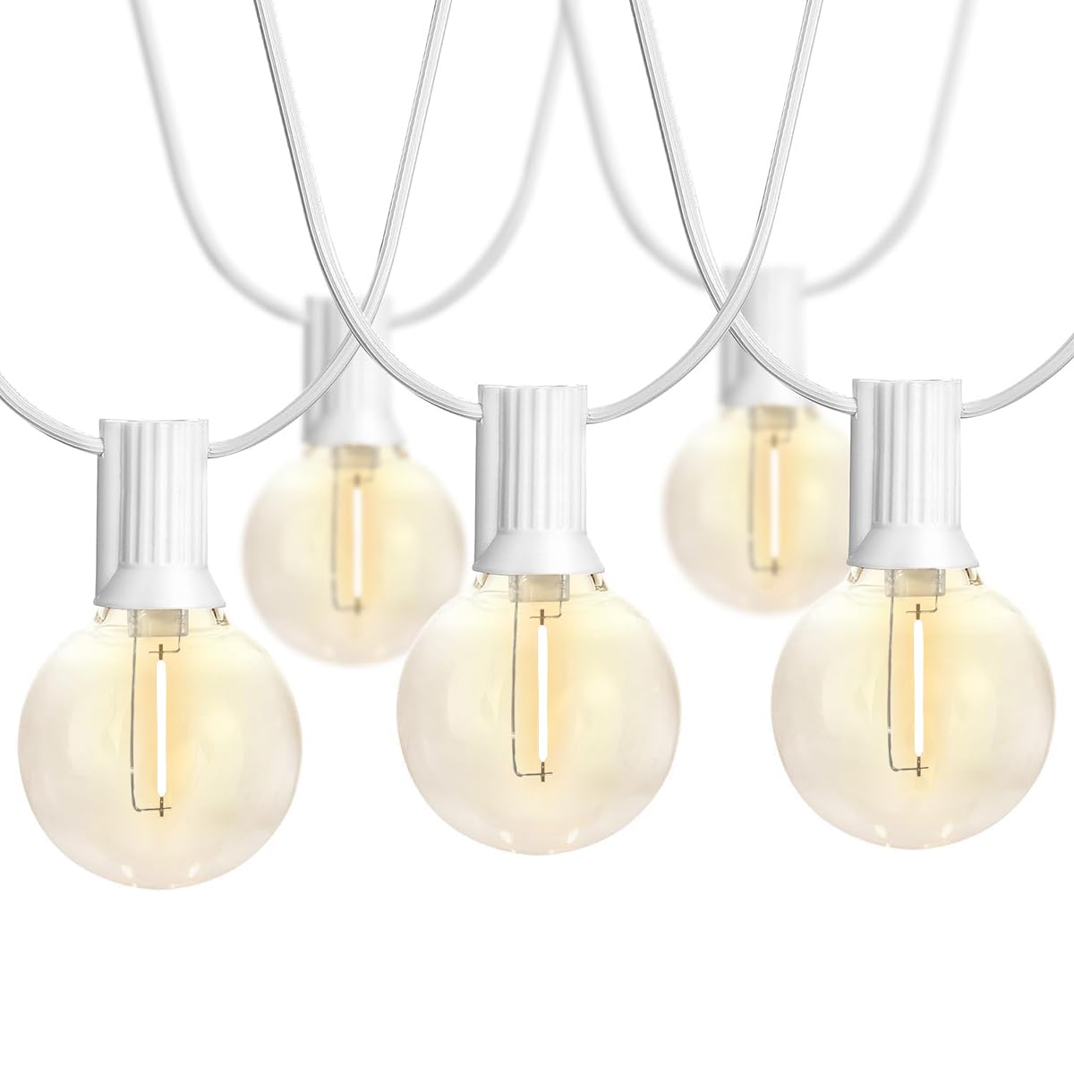 SUNTHIN Outdoor White String Lights – 27ft, 14 G40 Shatterproof LED Bulbs (1 Spare)
