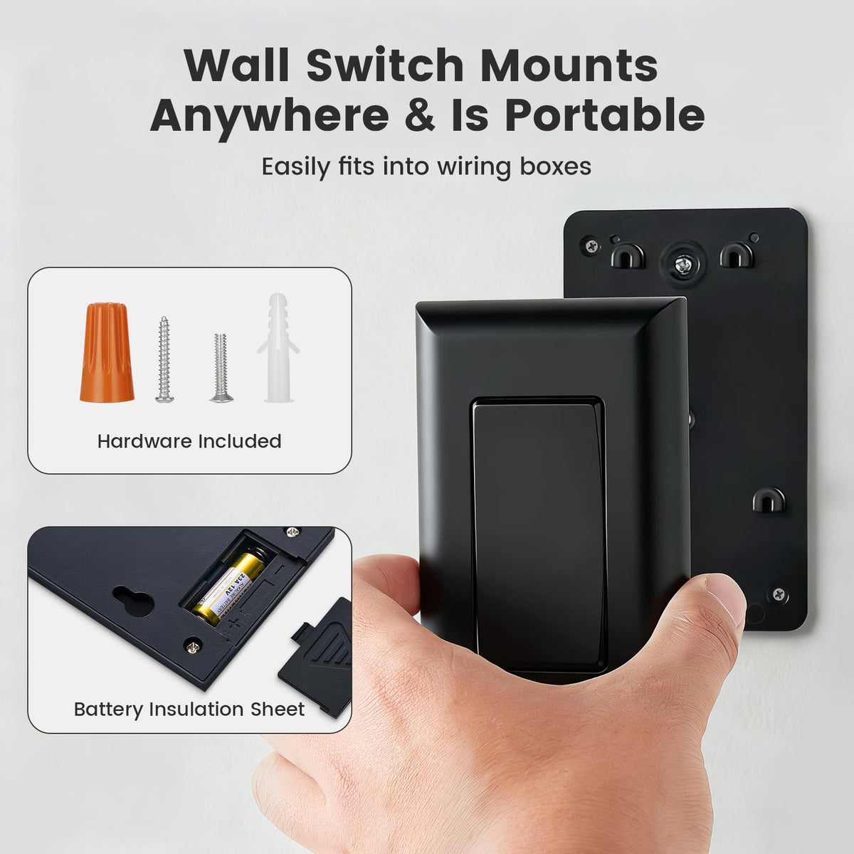 SURAIELEC Wireless Light Switch Kit — 15A, 100ft Range, No Wiring Needed