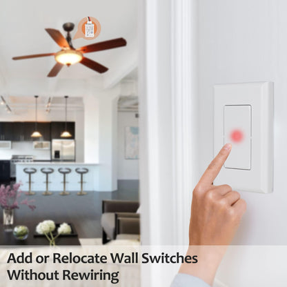 SURAIELEC Wireless Light Switch & Receiver Kit — 15A, 100ft RF Range, No Wiring