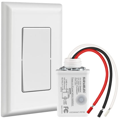 SURAIELEC Wireless Light Switch & Receiver Kit — 15A, 100ft RF Range, No Wiring