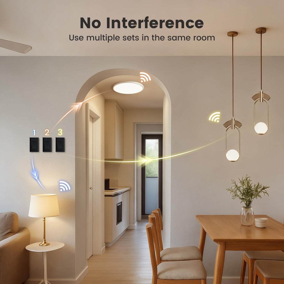SURAIELEC Wireless Light Switch Kit — 15A, 100ft Range, No Wiring Needed