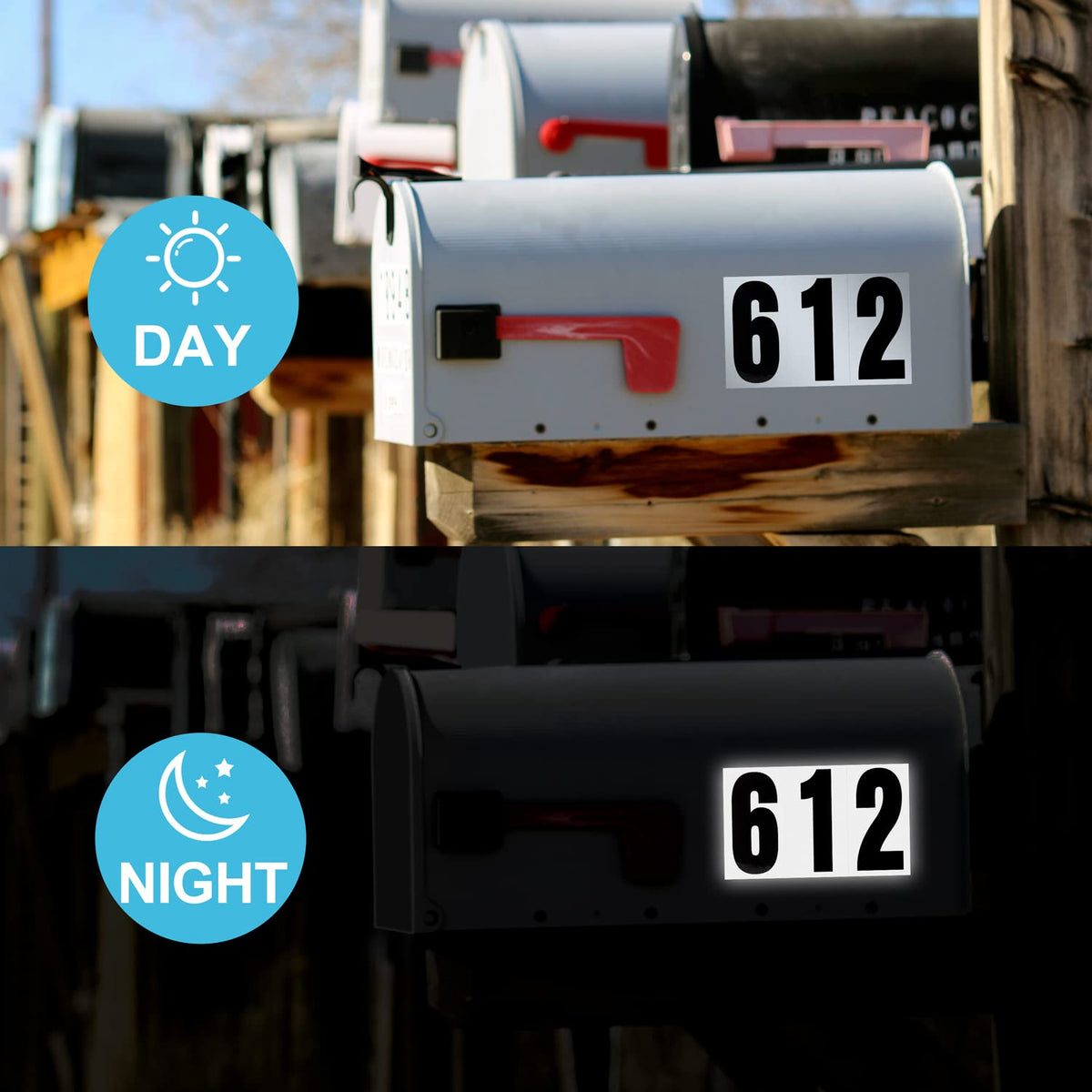 Sureforu 5-Pack 300 Reflective Numbers – 3-Inch Waterproof Adhesive Mailbox Numbers