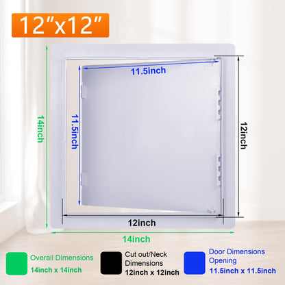Suteck Plastic Access Panel 12x12 in – Reinforced Hinged Ceiling & Wall Door (White)