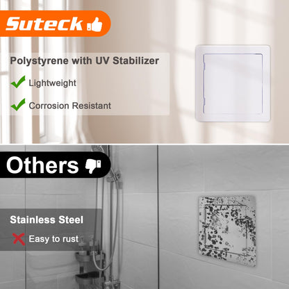 Suteck Plastic Access Panel 12x12 in – Reinforced Hinged Ceiling & Wall Door (White)