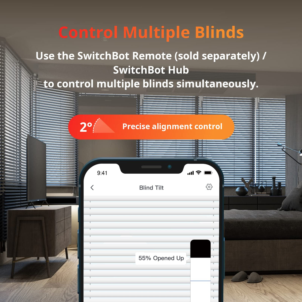 SwitchBot Smart Electric Motorized Blinds Kit – 3-Pack with Hub Mini