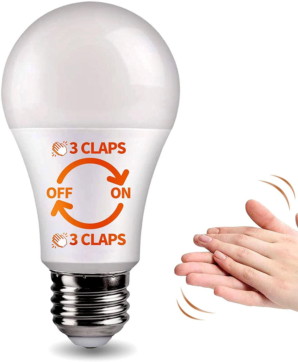 SYSAI 3 Claps Light Control Bulb – Sound Activated ON/OFF, The Clapper, Soft White 8W