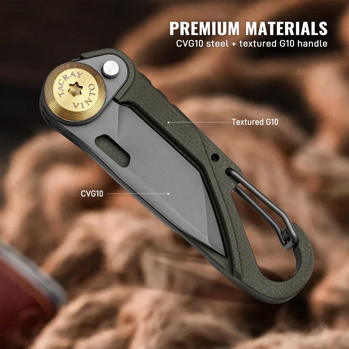 Tacray Vinto 5-in-1 Ultra-Light Pocket Knife | EDC Multitool (Green)