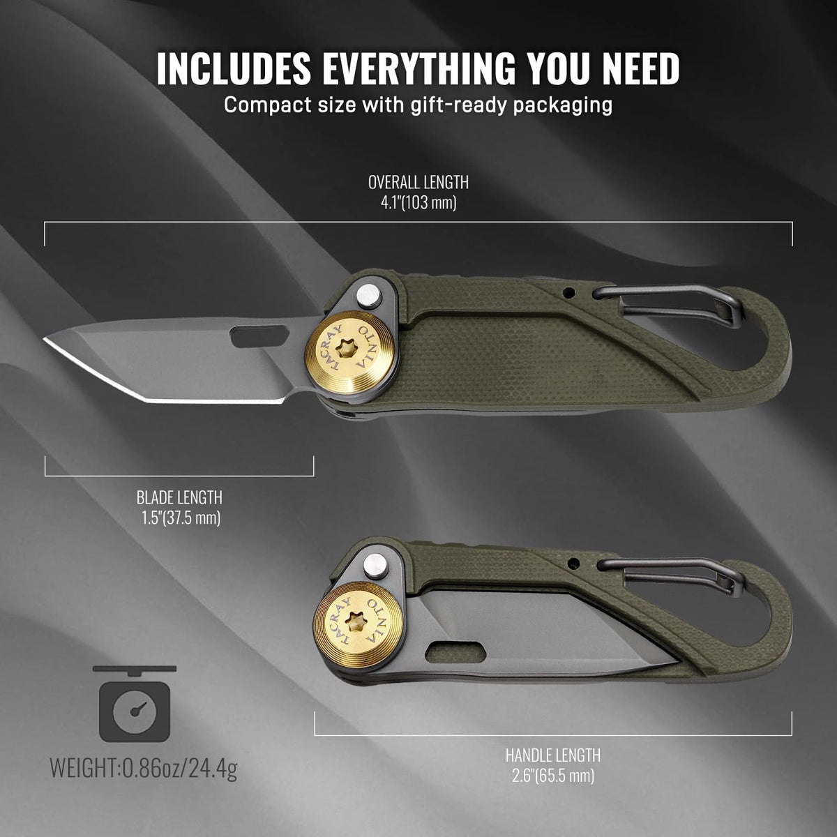 Tacray Vinto 5-in-1 Ultra-Light Pocket Knife | EDC Multitool (Green)