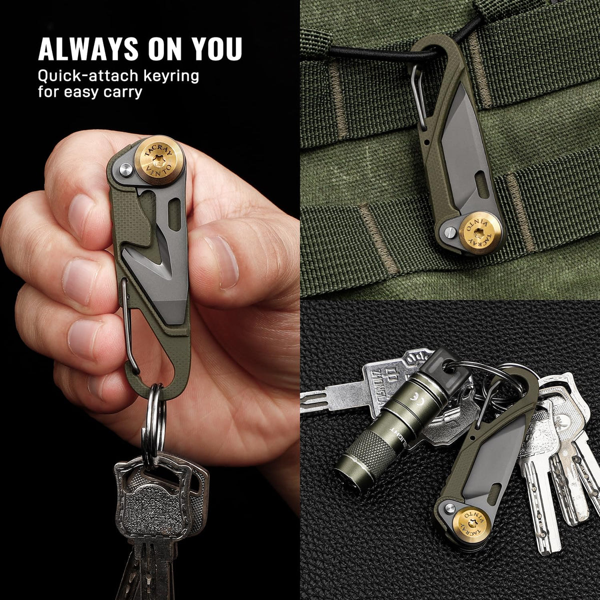 Tacray Vinto 5-in-1 Ultra-Light Pocket Knife | EDC Multitool (Green)