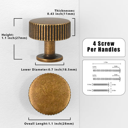 Talentedeco 10 Pack Antique Brass Kitchen Cabinet Knobs - Zinc Alloy Drawers
