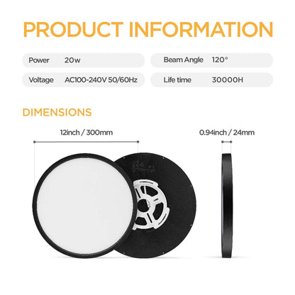 TALOYA 12in Flush Mount LED Ceiling Light | 20W, 5 Color Temperatures