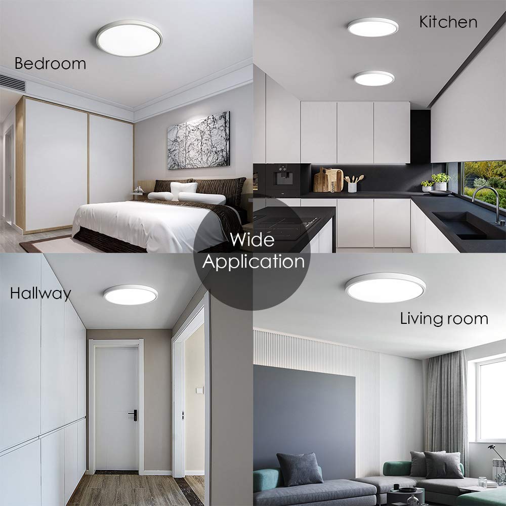 Taloya Flush Mount 12-Inch LED Ceiling Light Milk White Shell 20W 5 Color Temperatures