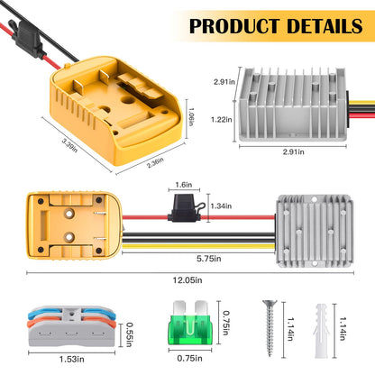 TANHEYIN 20V to 12V Step-Down Converter for Dewalt Batteries | 240W Output