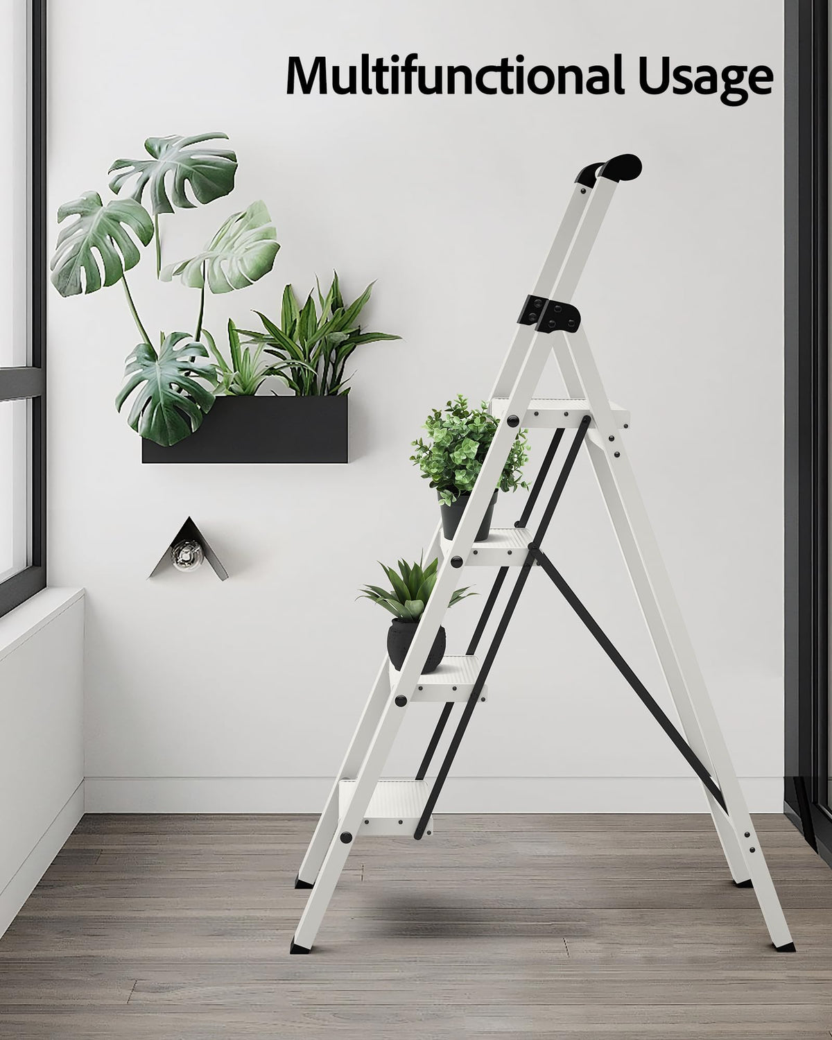 Taranta 4 Step Ladder - Lightweight Folding Aluminum Step Stool with Handgrip | 330 lbs Capacity