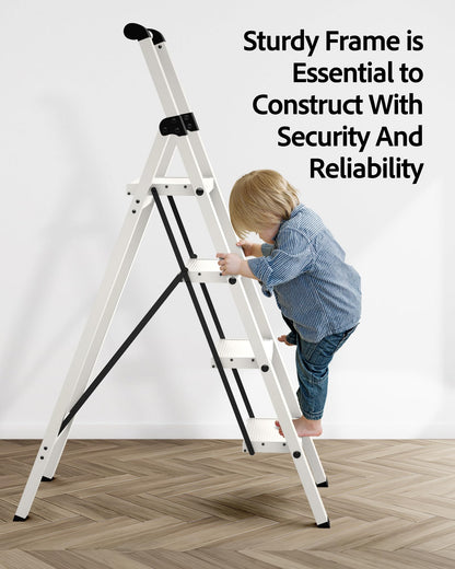 Taranta 4 Step Ladder - Lightweight Folding Aluminum Step Stool with Handgrip | 330 lbs Capacity