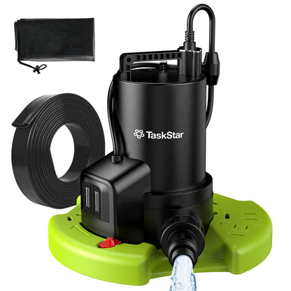 TaskStar 3035 GPH Automatic Pool Cover Pump — 1/3 HP Submersible with 23ft Hose Kit