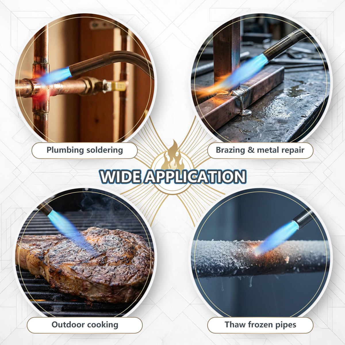 TAUSOM Propane Torch Head with Trigger-Start Ignition – Adjustable MAPP Gas for HVAC & Plumbing