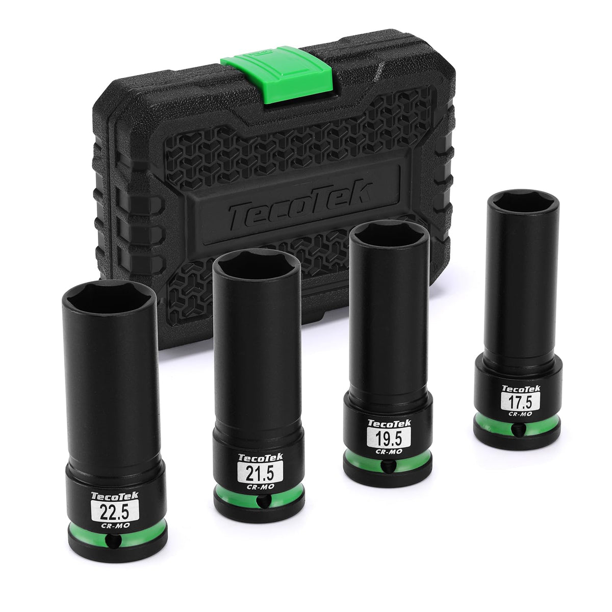 TecoTek 4Pcs Half-Size Lug Nut Socket Set (17.5–22.5mm) – Thin Wall CR-MO