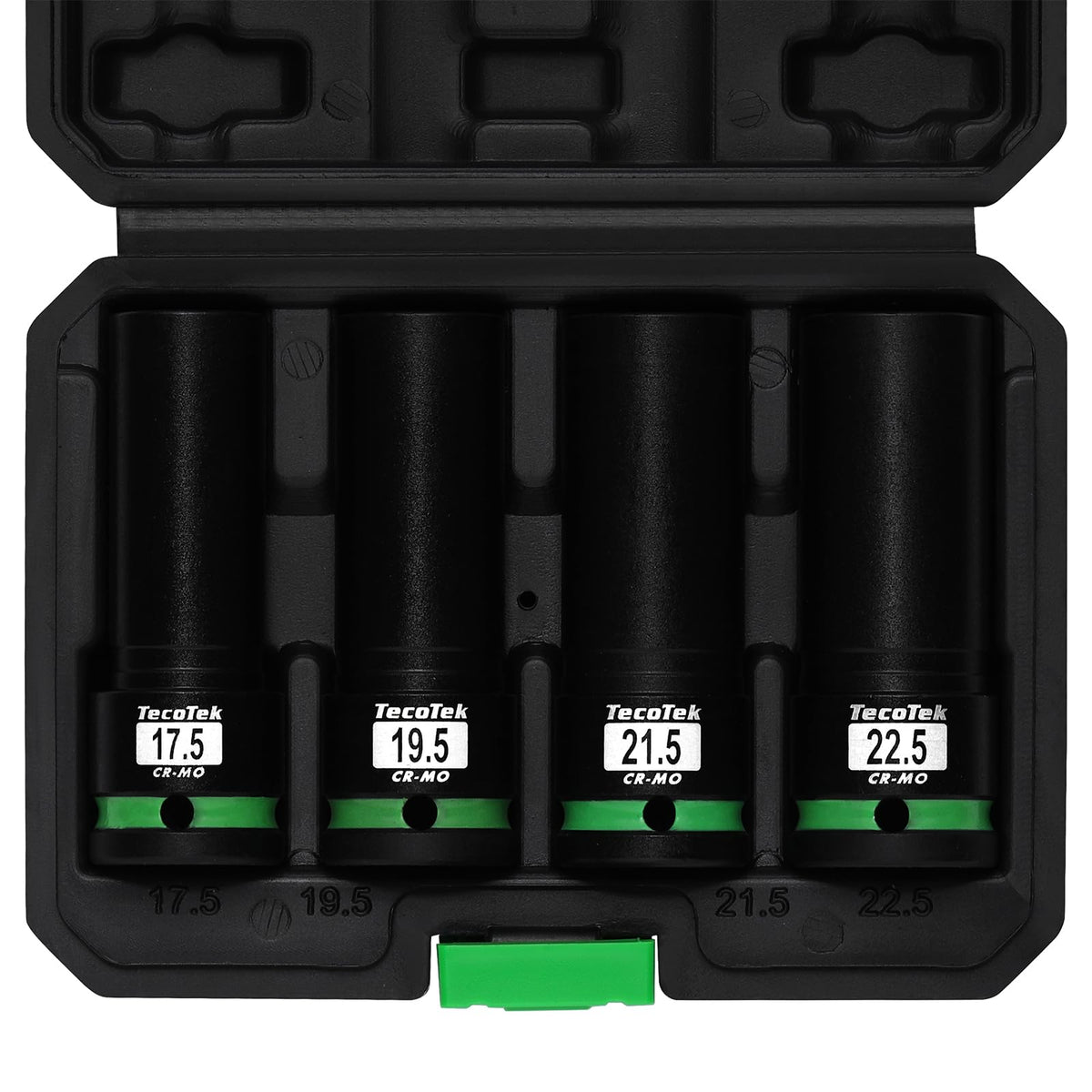 TecoTek 4Pcs Half-Size Lug Nut Socket Set (17.5–22.5mm) – Thin Wall CR-MO