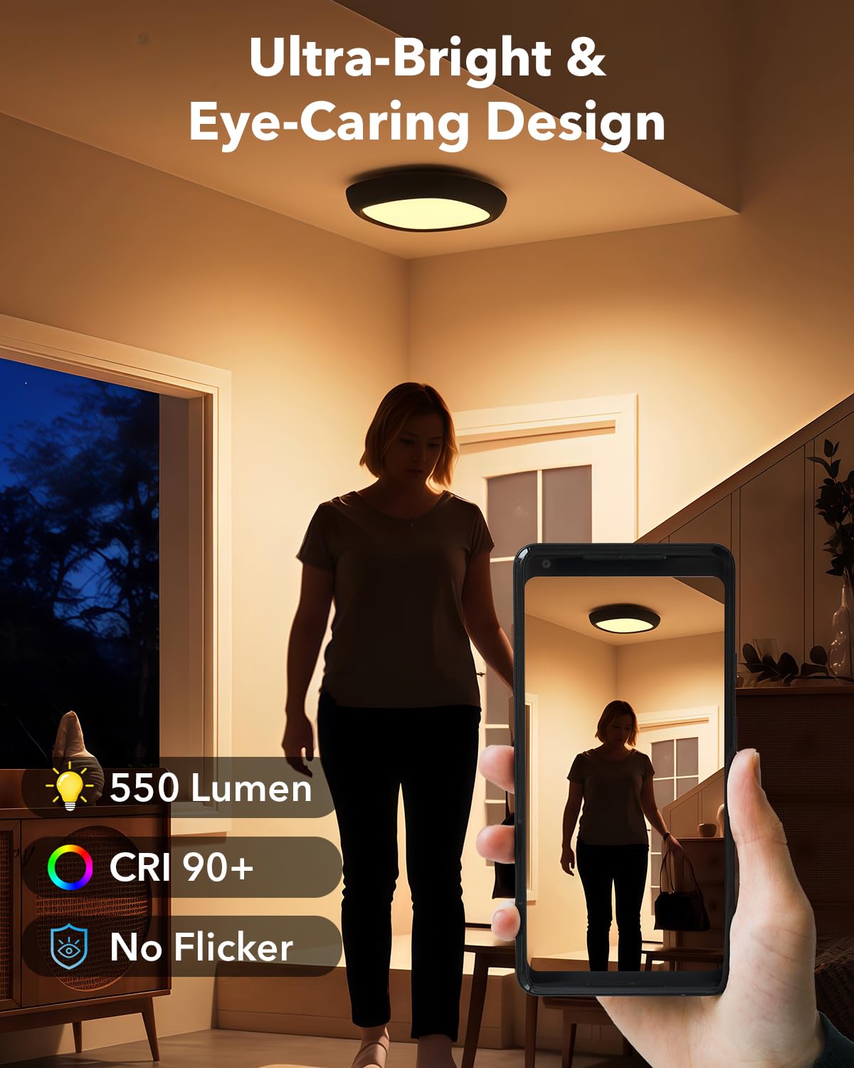 Tedmos Motion Sensor Ceiling Light – Rechargeable Wireless LED with Remote (12000mAh)