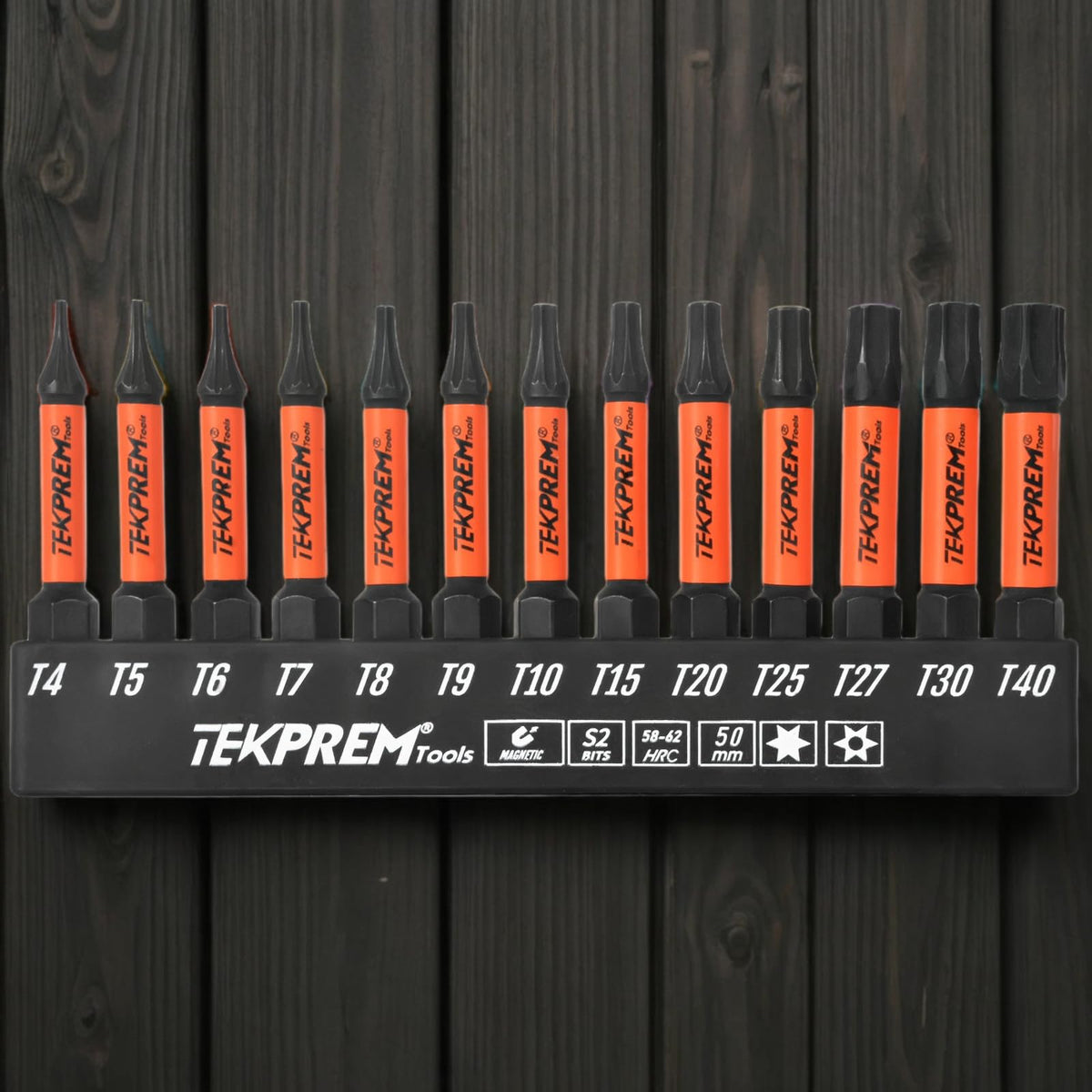 TEKPREM 13-Piece Long Torx Bit Set with Magnetic Driver – 50mm Bits