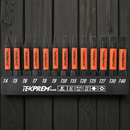 TEKPREM 13-Piece Long Torx Bit Set with Magnetic Driver – 50mm Bits