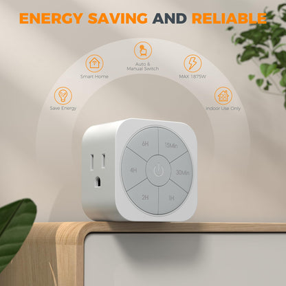 TESSAN Outlet Timer 2 Pack – 6H Countdown Plugs (1875W)