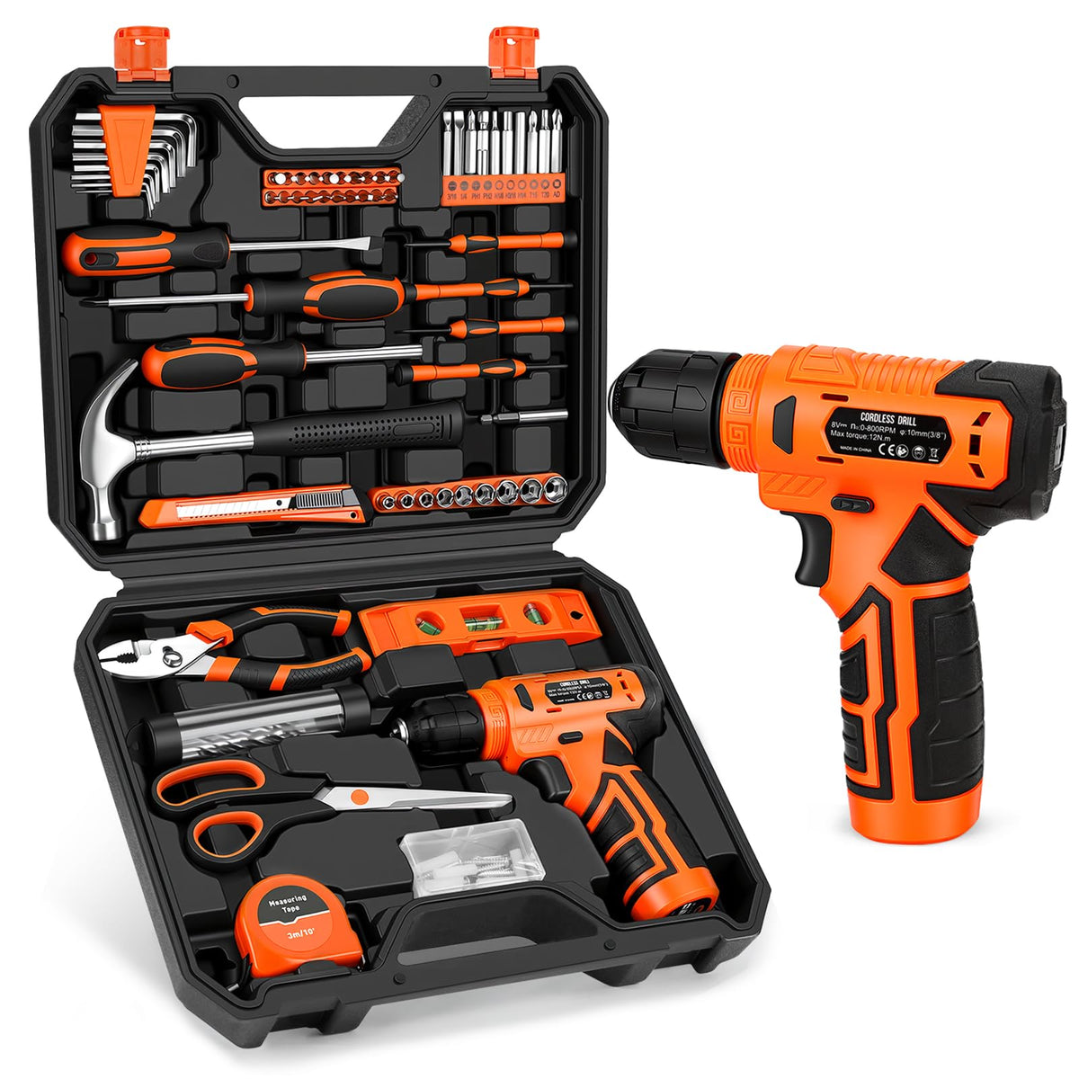 Thatool 139-Piece Tool Set with 8V Cordless Drill Driver in Case | Home DIY & Repairs
