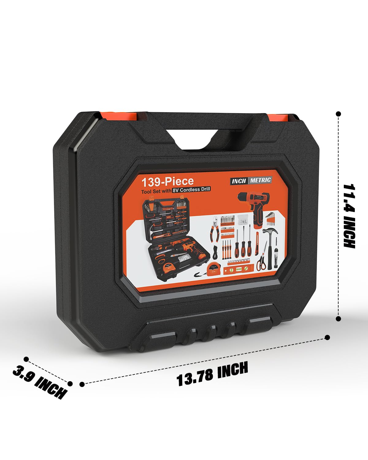 Thatool 139-Piece Tool Set with 8V Cordless Drill Driver in Case | Home DIY & Repairs