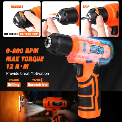 Thatool 139-Piece Tool Set with 8V Cordless Drill Driver in Case | Home DIY & Repairs