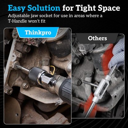 Thinkpro Ratcheting Tap Socket Set 2pc | Adjustable Jaws, 3/8 Drive, Cr-Mo Steel