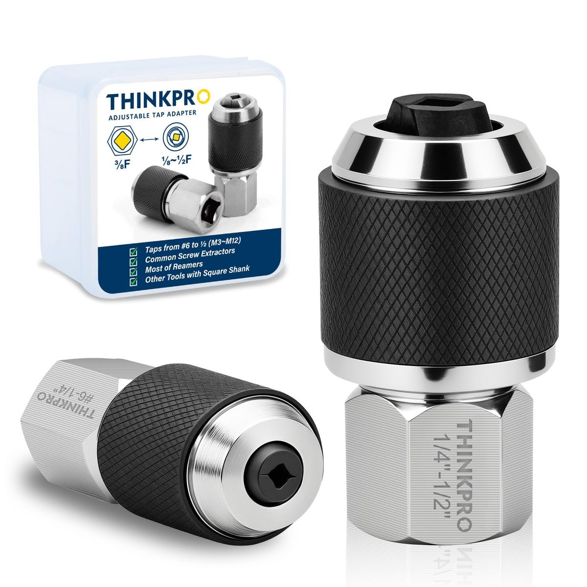 Thinkpro Ratcheting Tap Socket Set 2pc | Adjustable Jaws, 3/8 Drive, Cr-Mo Steel