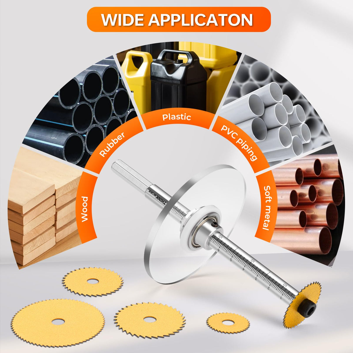THINKWORK Inside PVC Pipe Cutter Set — Adjustable Depth Gauge, 5 Blades