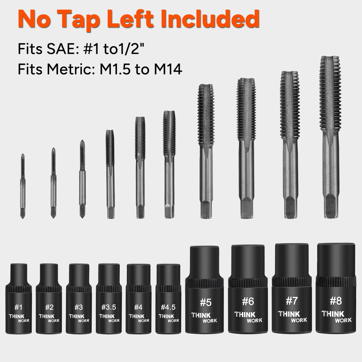 THINKWORK 12-Piece Magnetic Tap Socket Set — 1/4in & 3/8in Drive