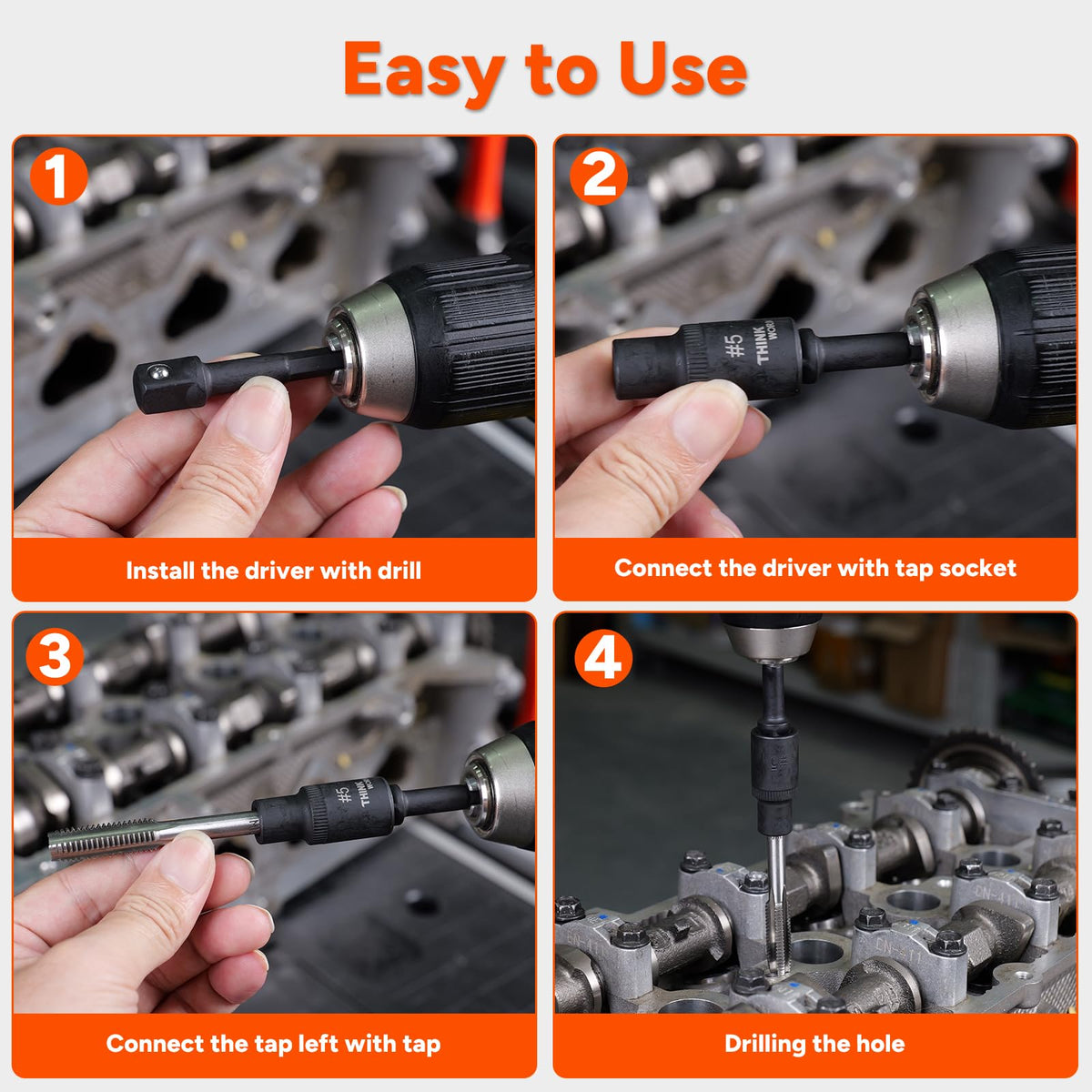 THINKWORK 12-Piece Magnetic Tap Socket Set — 1/4in & 3/8in Drive