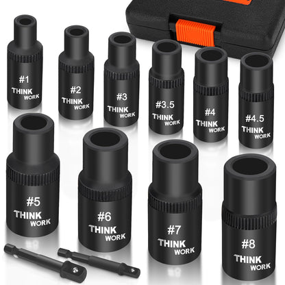 THINKWORK 12-Piece Magnetic Tap Socket Set — 1/4in & 3/8in Drive