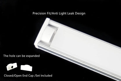 THMOOTHER 5-Pack Pre-Drilled LED Strip U Channel Diffuser – 3.3ft, Low-Profile Aluminum Track