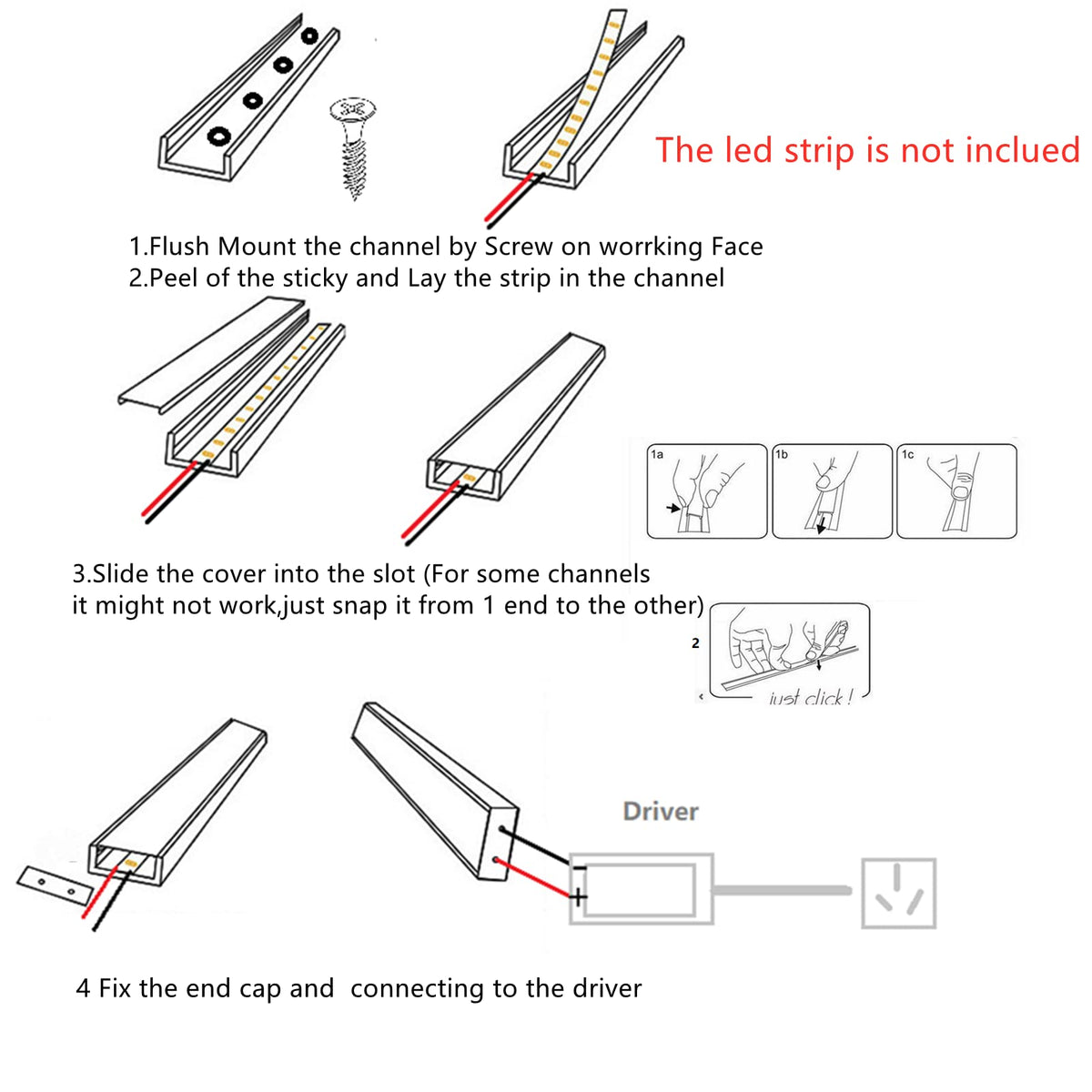 THMOOTHER 5-Pack Pre-Drilled LED Strip U Channel Diffuser – 3.3ft, Low-Profile Aluminum Track