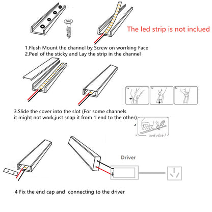 THMOOTHER 5-Pack Pre-Drilled LED Strip U Channel Diffuser – 3.3ft, Low-Profile Aluminum Track