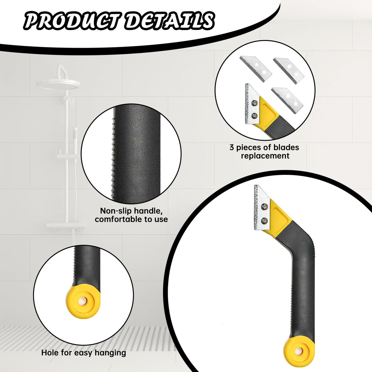 Thrseely 8 Pcs Grout Tool Set – Rubber Grout Float, Sponges, Angled Tile Saw & Replacement Blades (Yellow)