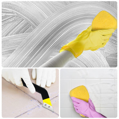 Thrseely 8 Pcs Grout Tool Set – Rubber Grout Float, Sponges, Angled Tile Saw & Replacement Blades (Yellow)