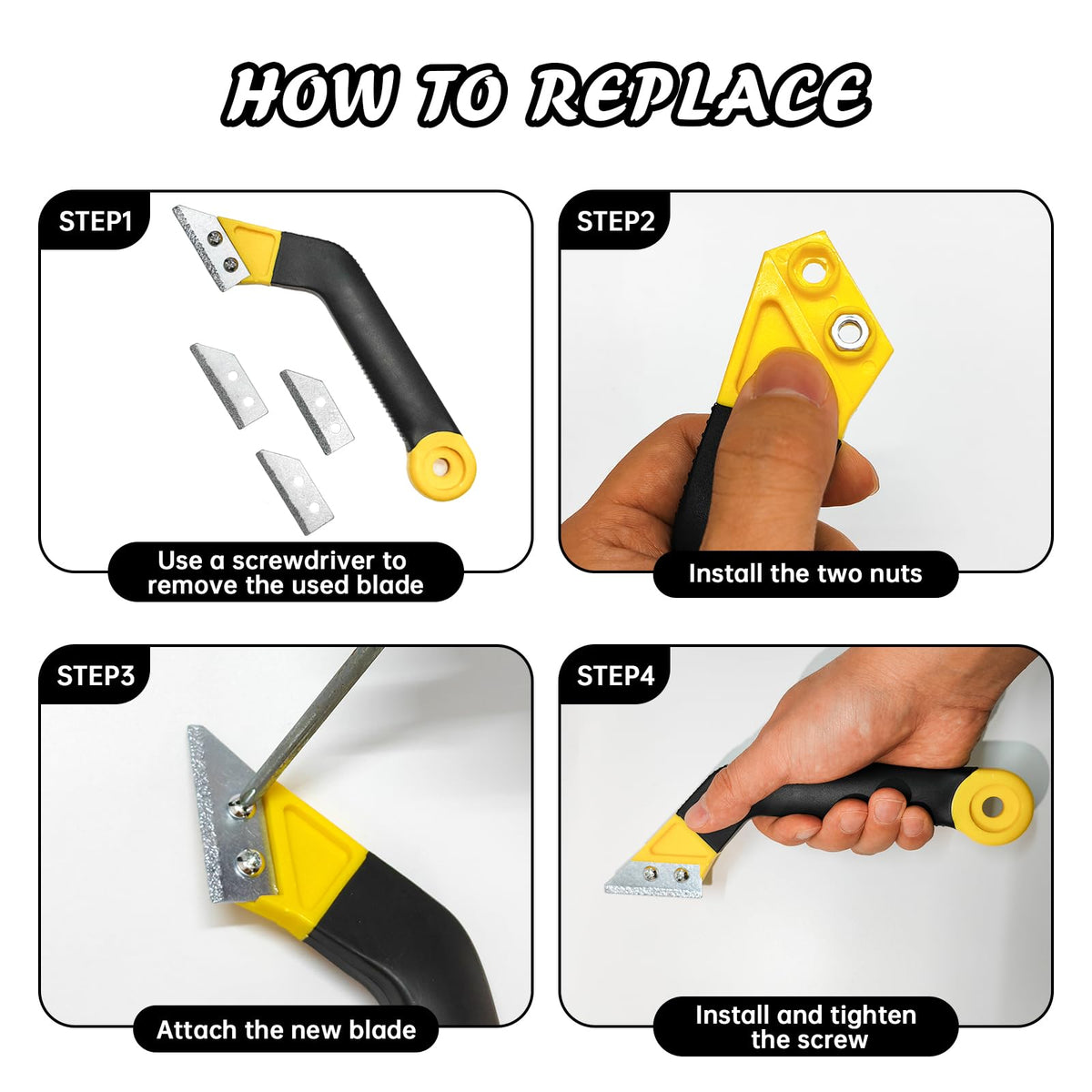 Thrseely 8 Pcs Grout Tool Set – Rubber Grout Float, Sponges, Angled Tile Saw & Replacement Blades (Yellow)